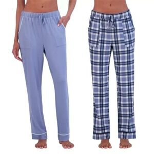 LUCKY BRAND Lounge Pajama Pants Sz M‎ Blue Plaid 2 Pair Pack Loungewear PJs NWT